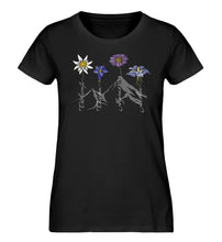 Lade das Bild in den Galerie-Viewer, Findest du die Alpenblumen auch so schön? Dann ist das dein Shirt für das nächste Bergabenteuer und Blumenverliebte.